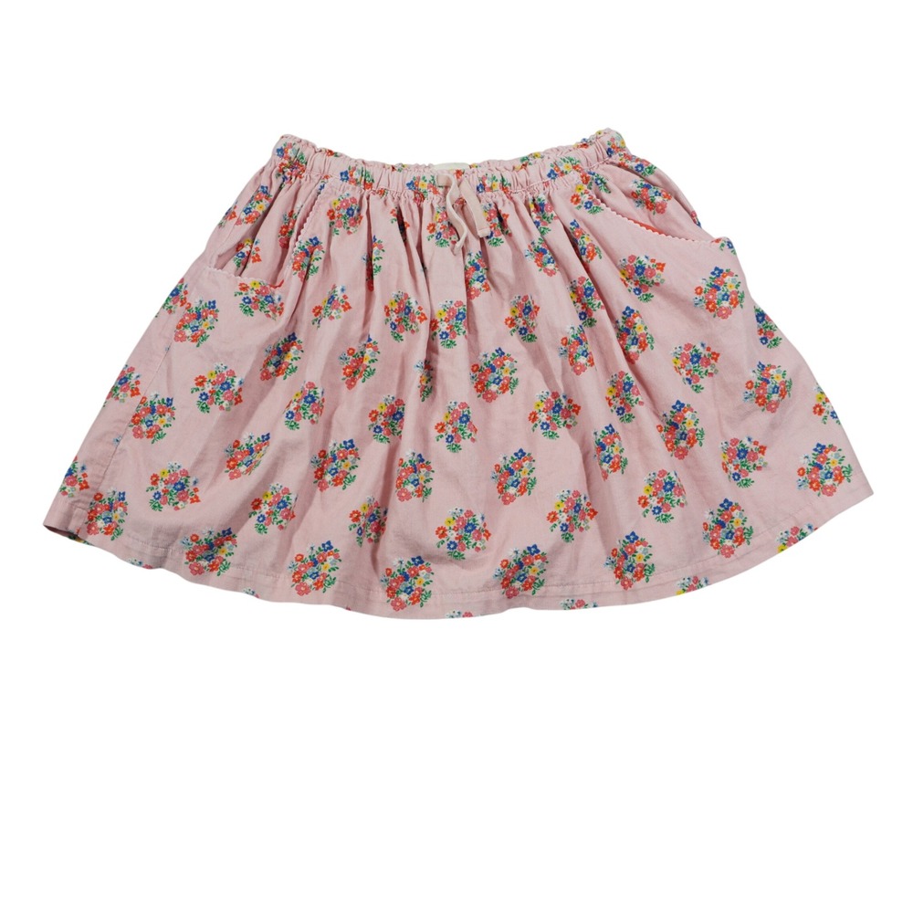 Mini Boden Girls Size 11-12Y Pink Floral Corduroy Skirt Elastic Waist Pockets‎